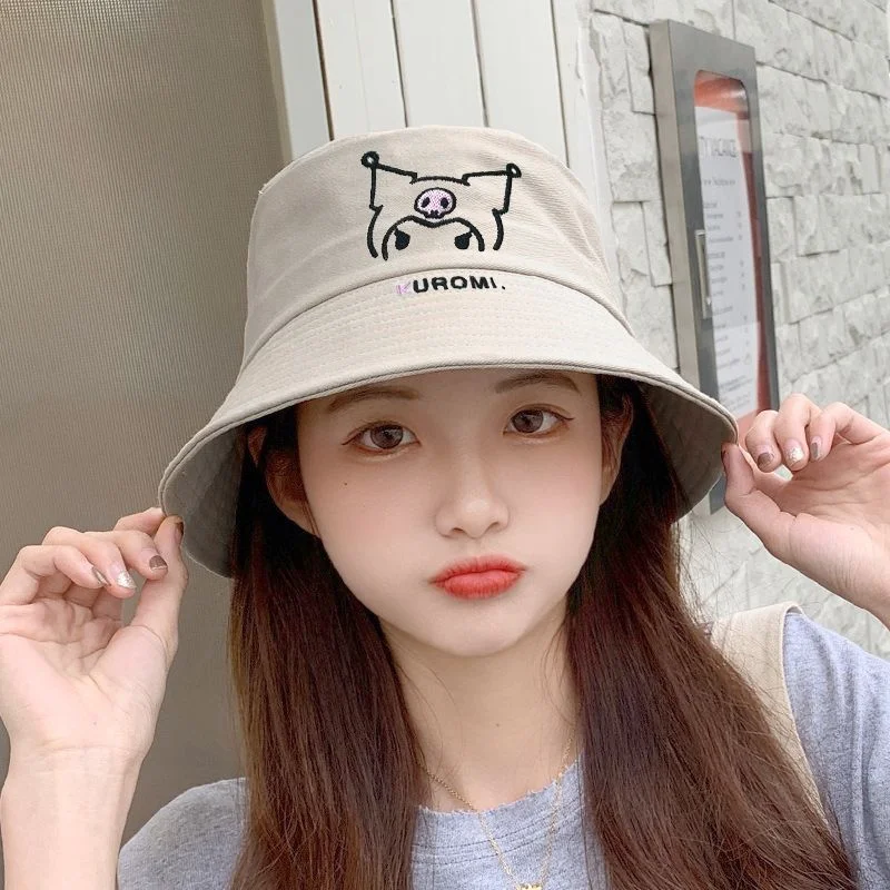 Ruunjoy Wholesale Sanrio White Kuromi Fashion Bucket Hat Girls Summer Sunshade Baseball Hats Sanrio Accessories