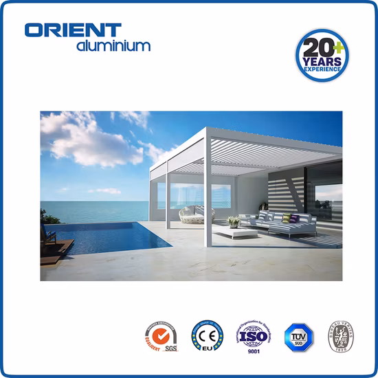 차양, 정원 캐노피, 방수 전망대, 전동 금속, 4x3 실외 판금 키트, 지붕 시스템, 생체 기후 알루미늄 Pergola