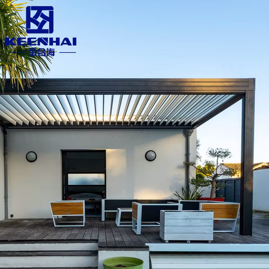 전기 방수 개방, 칸막이가 있는 조절 가능한 전기 지붕 차양, 자동 야외 뒷마당 전망대, 현대적인 SPA 아치, 전동식 생물 기후 하우스 퍼걸러