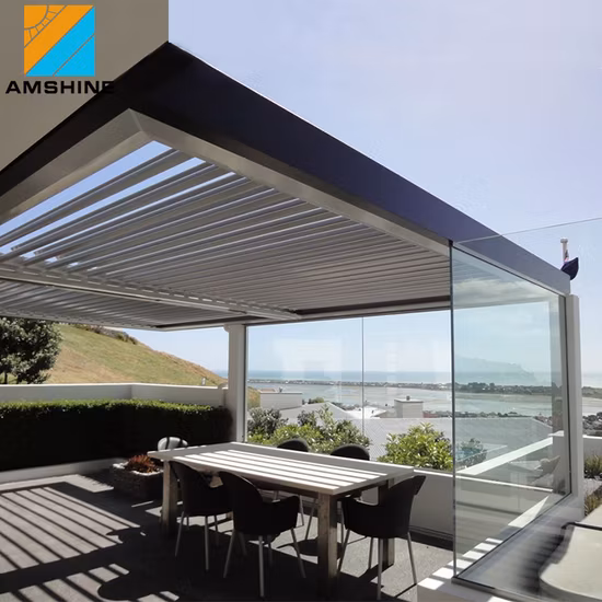 공장 DIY 음영 야외 생활 공간 파티오 취재 자동 천막 현대 금속 전망대 LED 조명과 알루미늄 Pergola 동력
